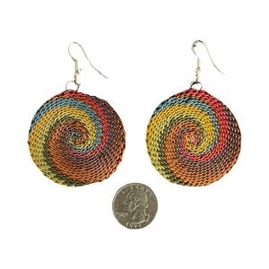 Multi-color whimsical disc style earrings